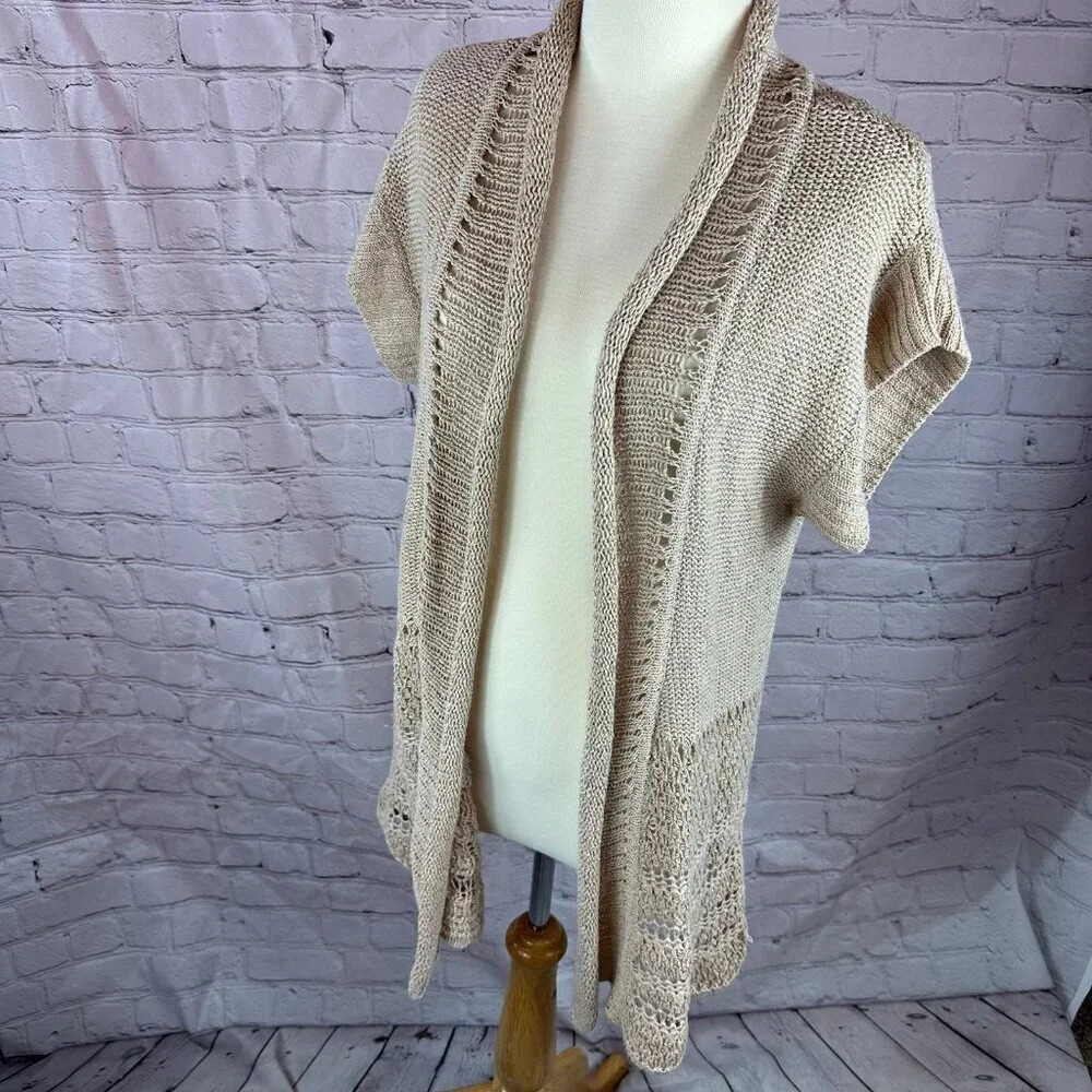 Coldwater Creek Tan Open-Front Cardigan